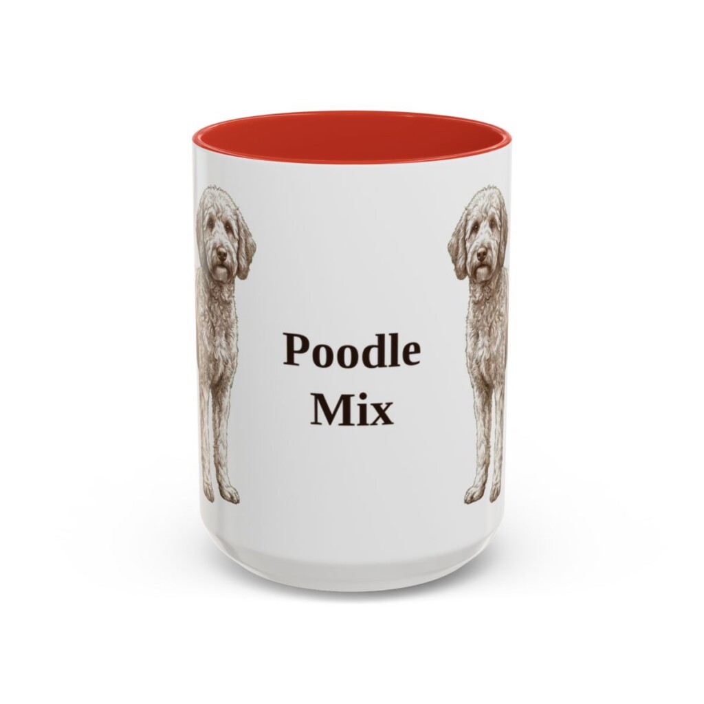 15oz Poodle Mix Mug, Red, front view