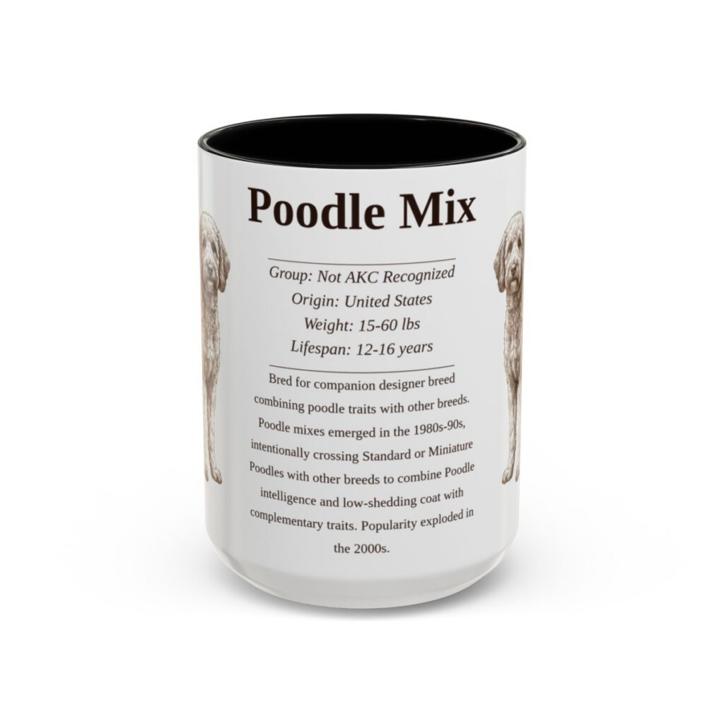 15oz Poodle Mix Mug, Black, front view
