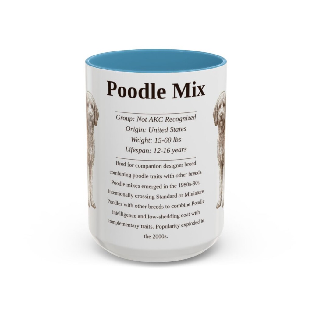 15oz Poodle Mix Mug, Light Blue, front view