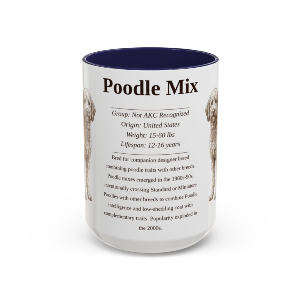 15oz Poodle Mix Mug, Navy, front view