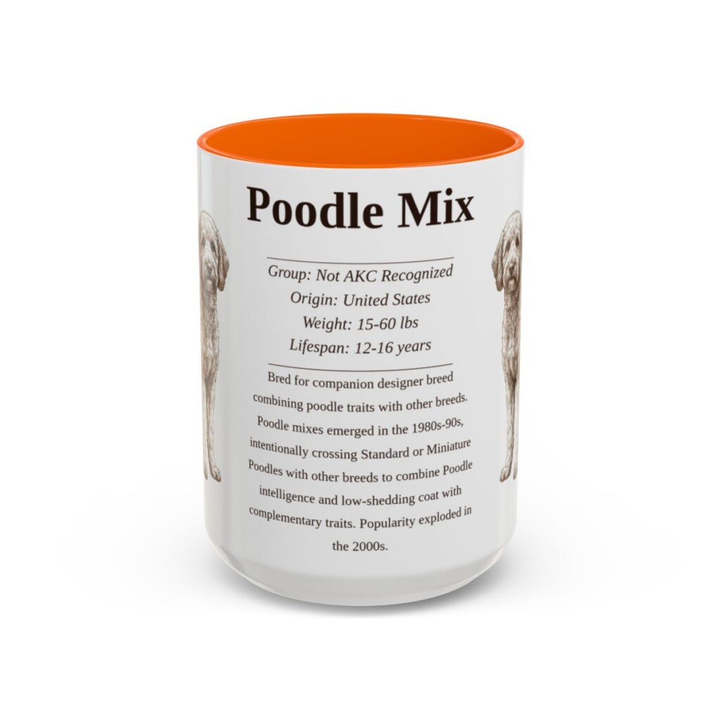 15oz Poodle Mix Mug, Orange, front view