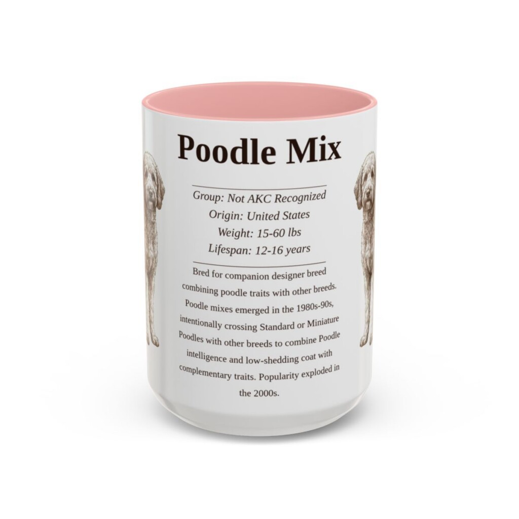 15oz Poodle Mix Mug, Pink, front view