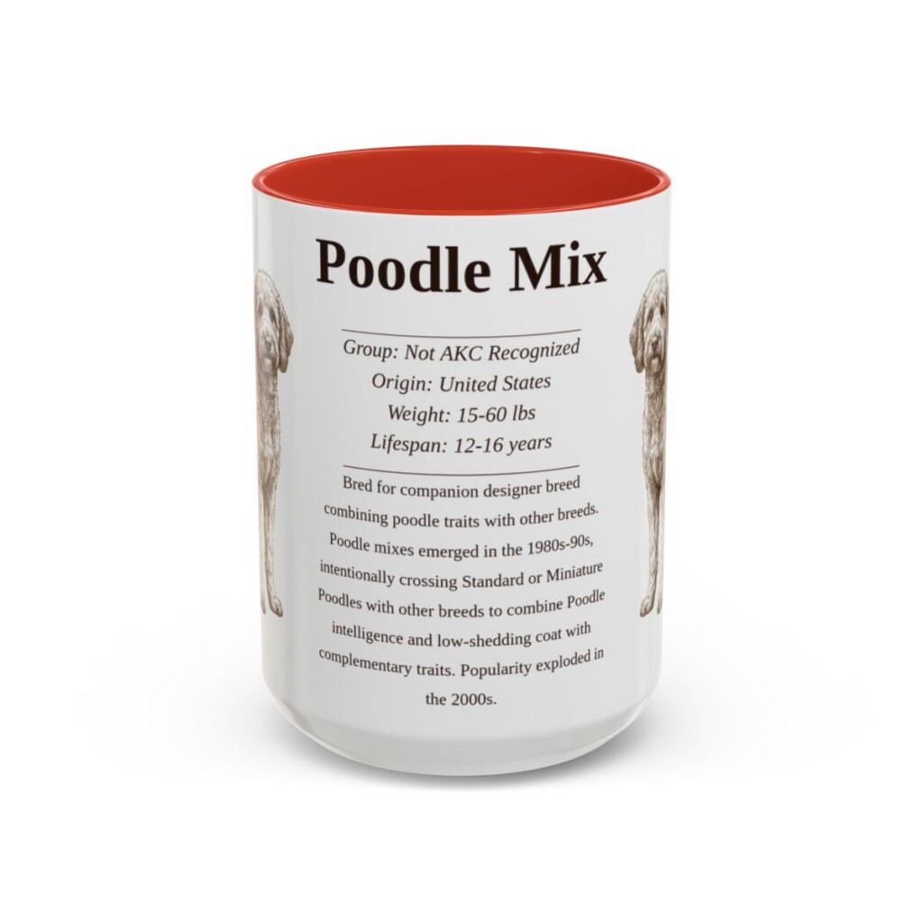15oz Poodle Mix Mug, Red, front view