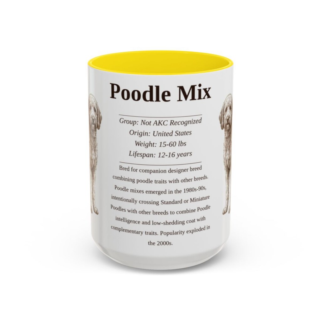 15oz Poodle Mix Mug, Yellow, front view