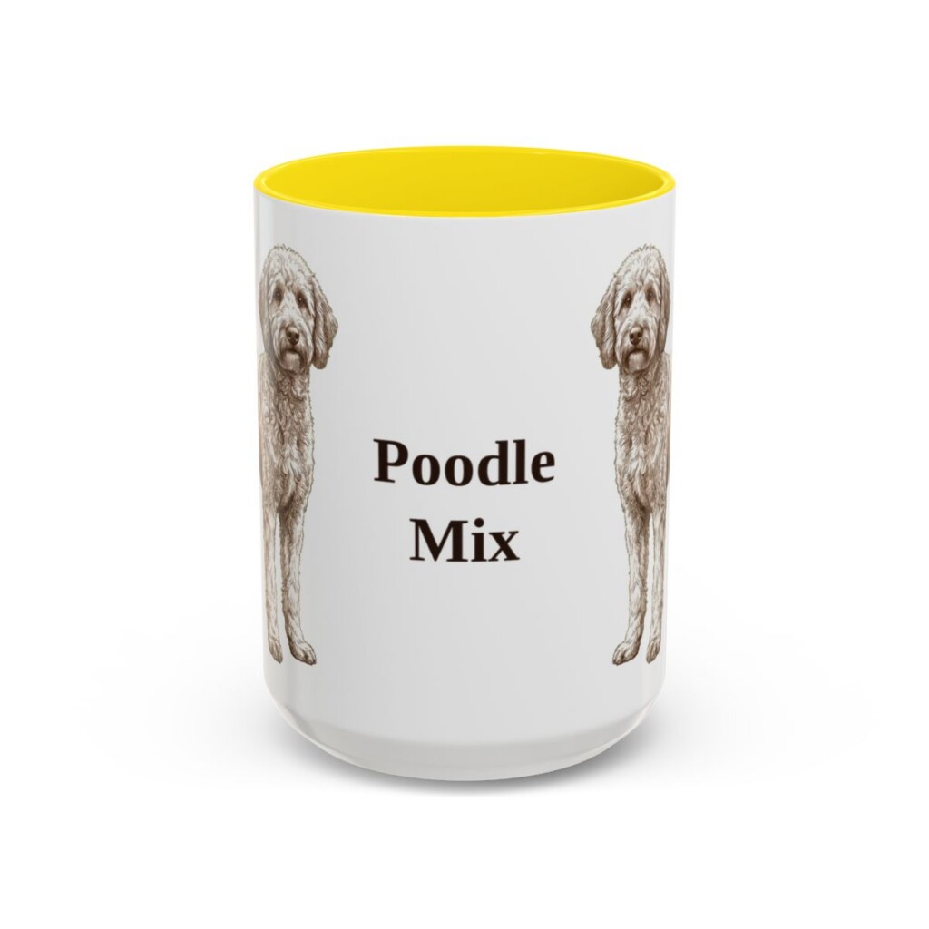 15oz Poodle Mix Mug, Yellow, front view
