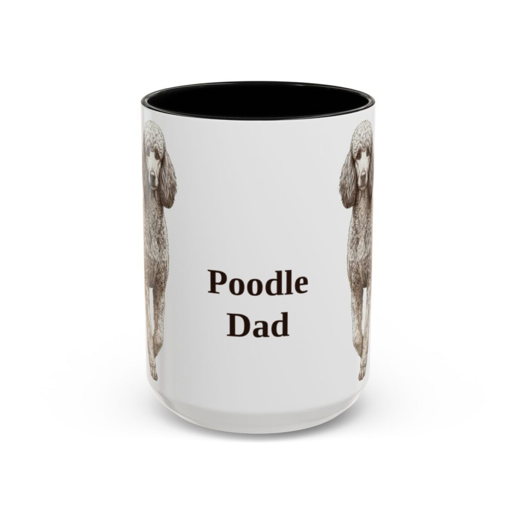 15oz Poodle Dog Dad Mug, Black, front view