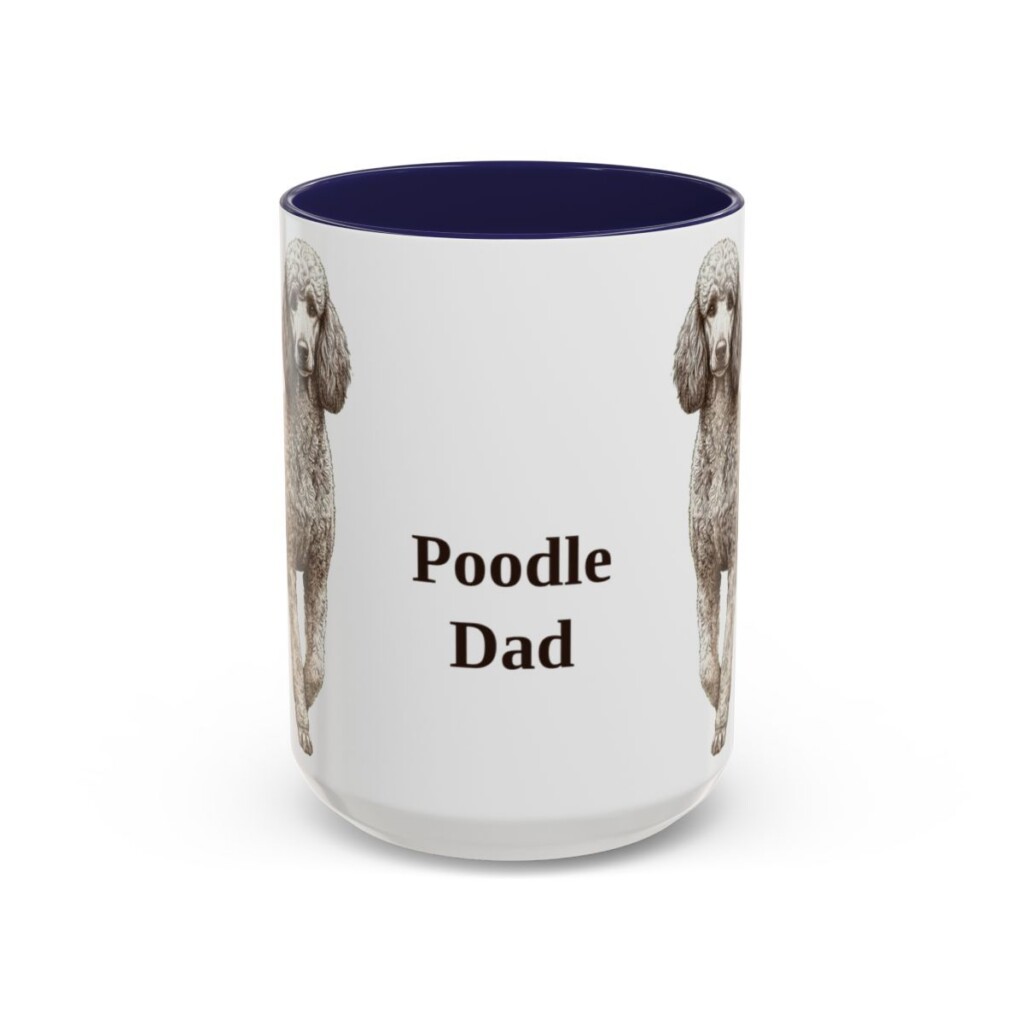 15oz Poodle Dog Dad Mug, Navy, front view