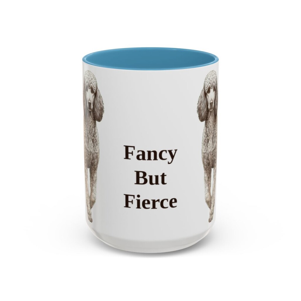 15oz-poodle-mug-humor-light-blue 15oz Funny Poodle Mug, Light Blue, front view