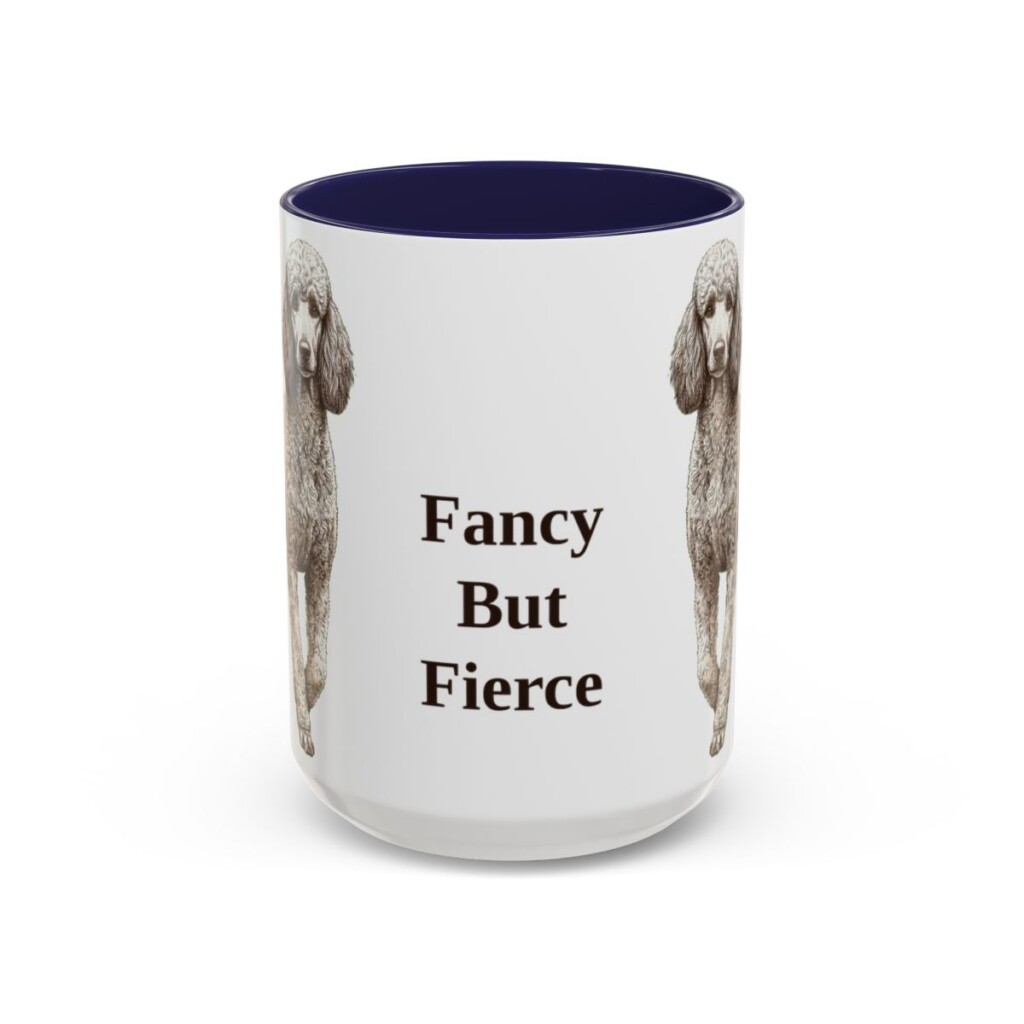 15oz-poodle-mug-humor-navy 15oz Funny Poodle Mug, Navy, front view