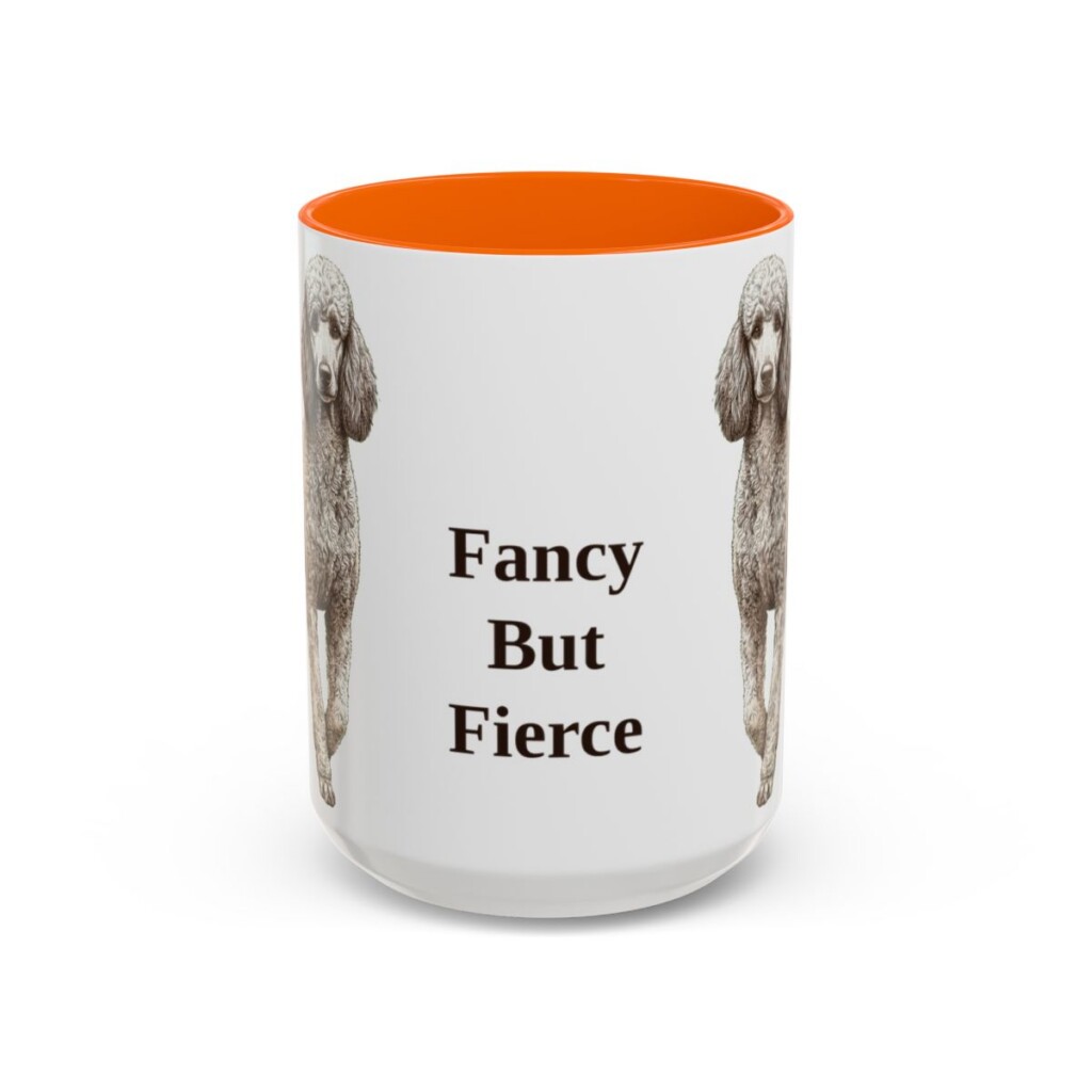 15oz-poodle-mug-humor-orange 15oz Funny Poodle Mug, Orange, front view