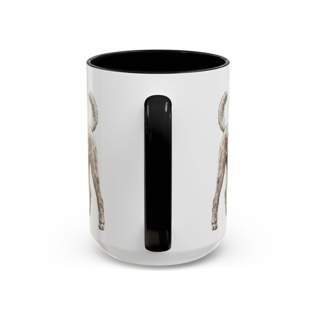 15oz Poodle Latin Mug, Black, back view
