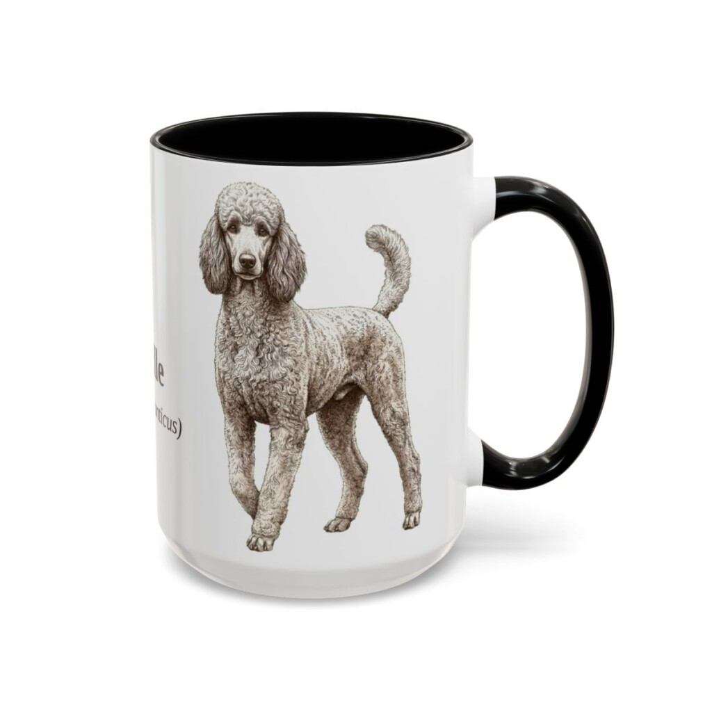 15oz Poodle Latin Mug, Black, right side view
