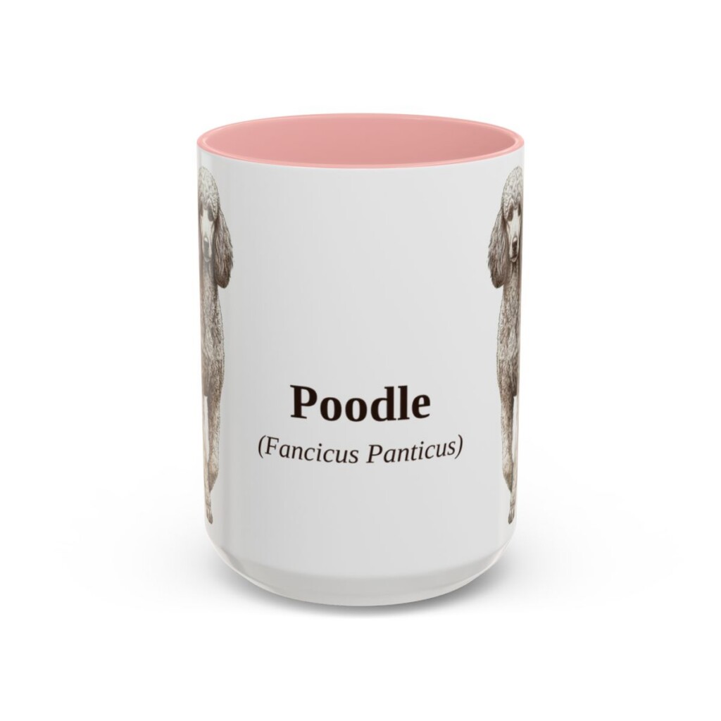 15oz Poodle Latin Mug, Pink, front view