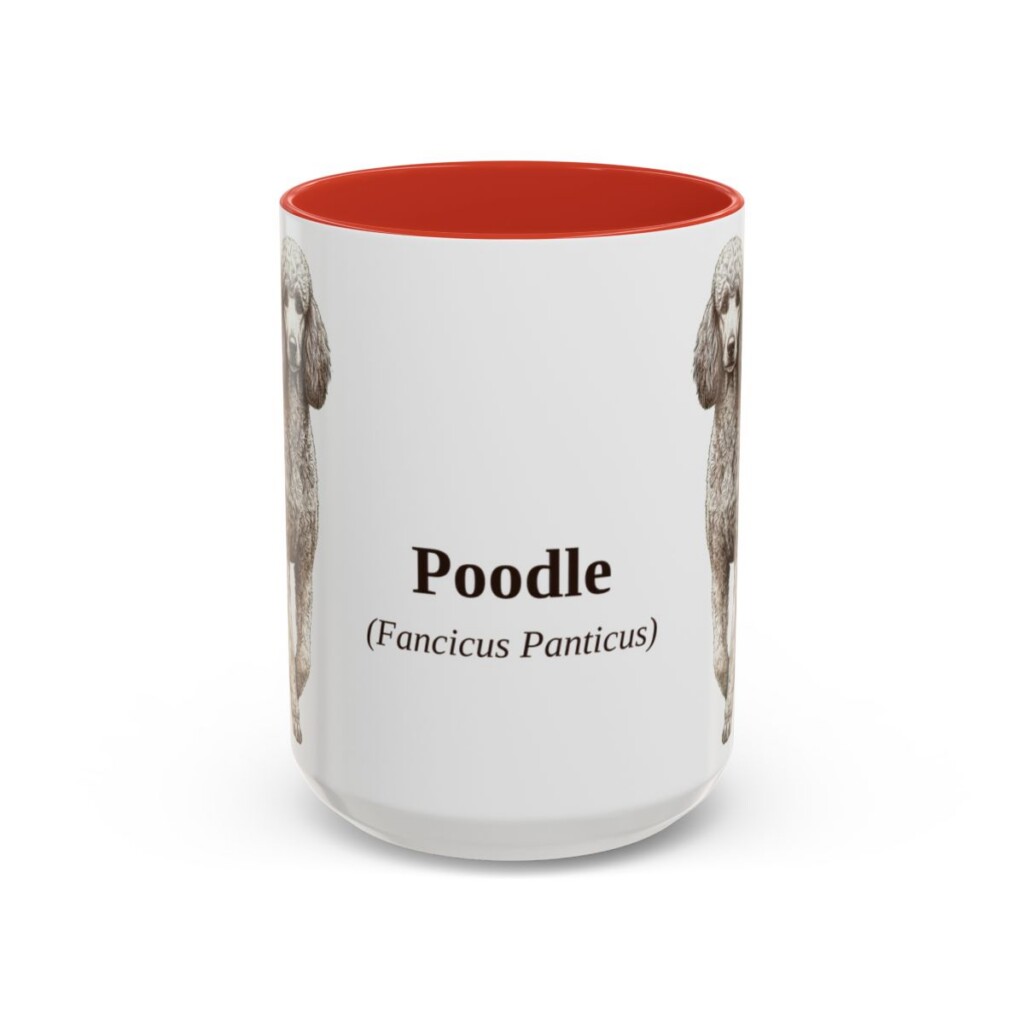 15oz Poodle Latin Mug, Red, front view