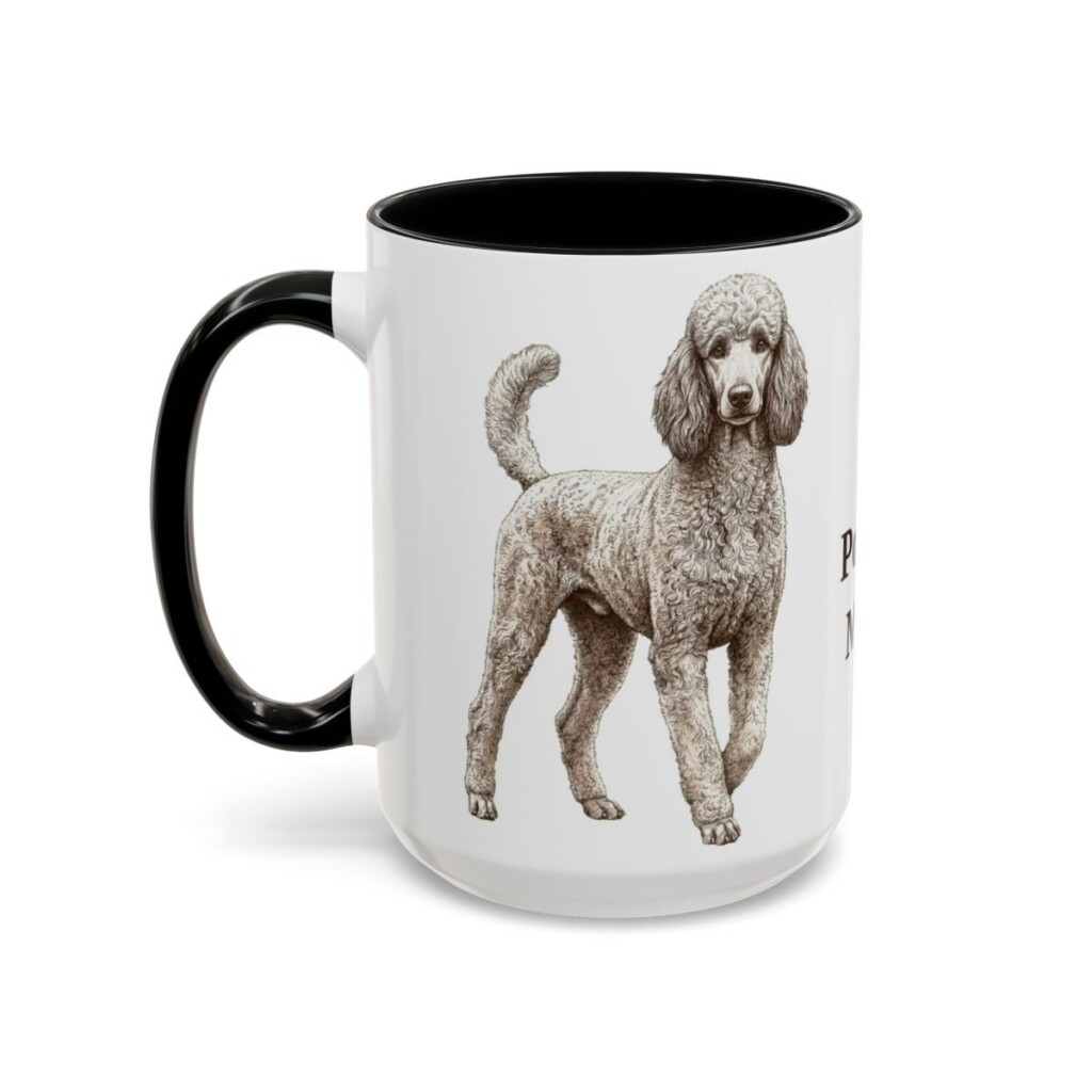 15oz-poodle-mug-mom-black-left 15oz Poodle Dog Mom Mug, Black, left side view