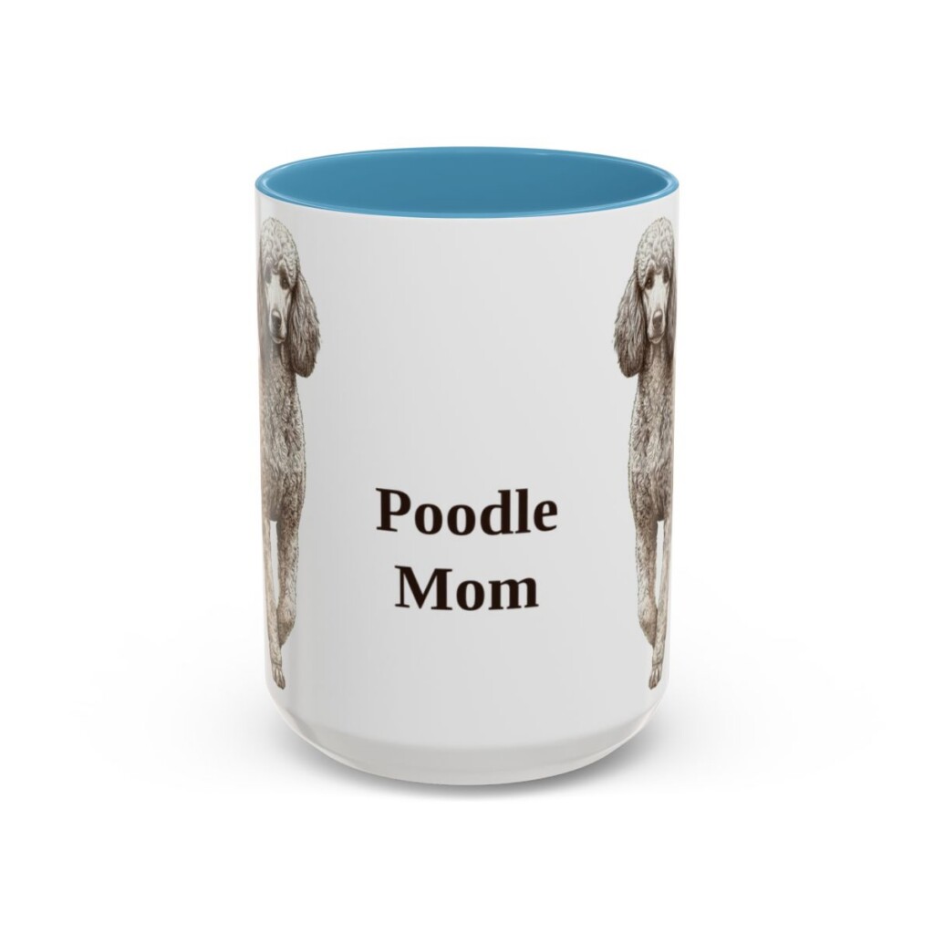 15oz-poodle-mug-mom-light-blue 15oz Poodle Dog Mom Mug, Light Blue, front view