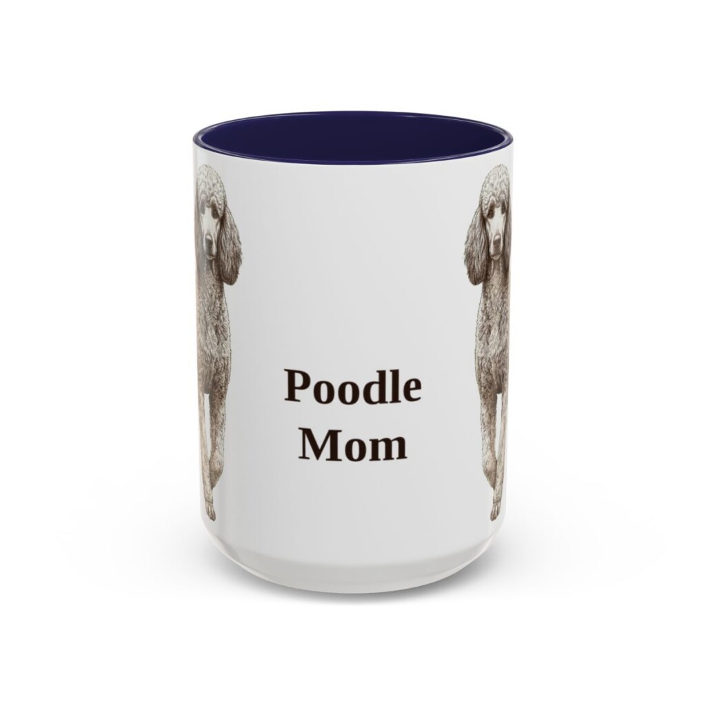 15oz-poodle-mug-mom-navy 15oz Poodle Dog Mom Mug, Navy, front view