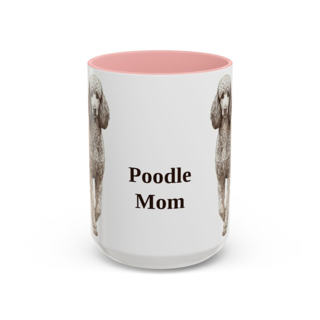 15oz-poodle-mug-mom-pink 15oz Poodle Dog Mom Mug, Pink, front view