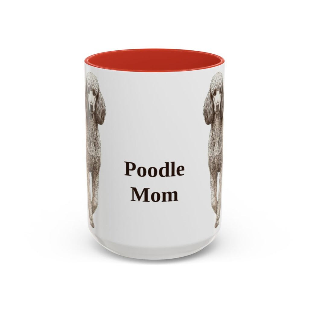 15oz-poodle-mug-mom-red 15oz Poodle Dog Mom Mug, Red, front view