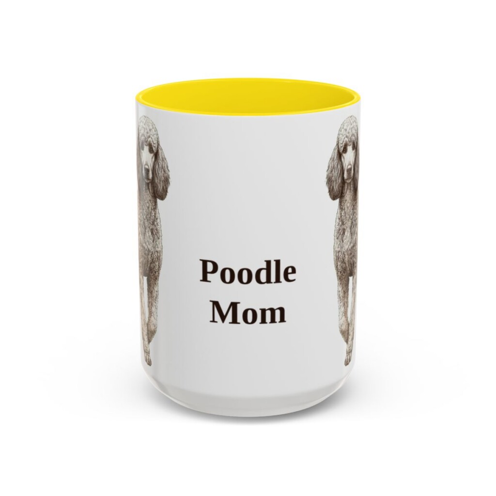 15oz-poodle-mug-mom-yellow 15oz Poodle Dog Mom Mug, Yellow, front view