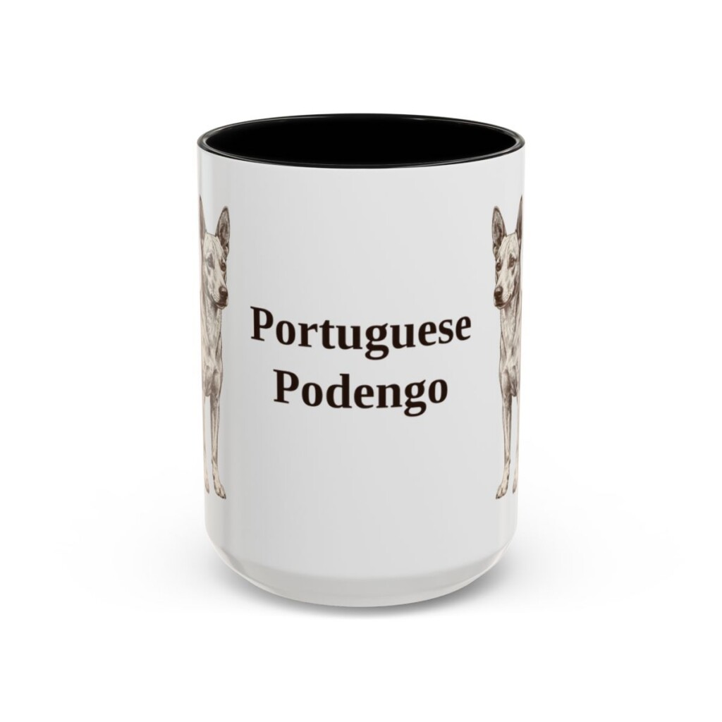 15oz Portuguese Podengo Mug, Black, front view