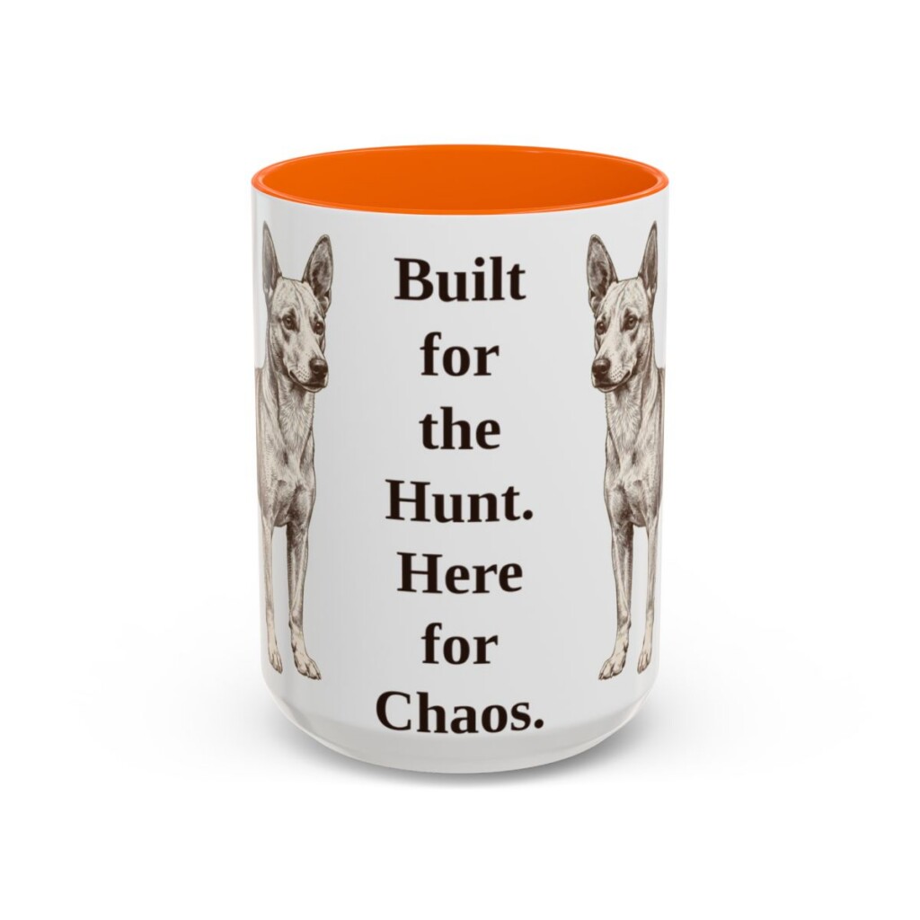 15oz Funny Portuguese Podengo Mug, Orange, front view