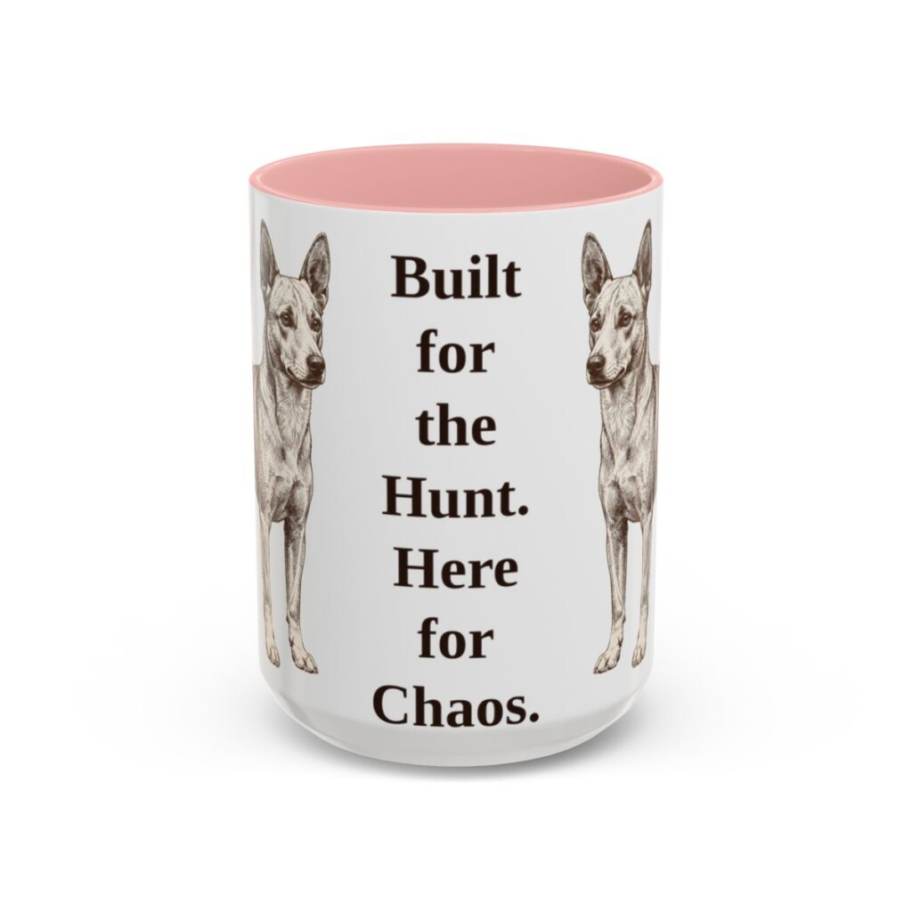 15oz Funny Portuguese Podengo Mug, Pink, front view
