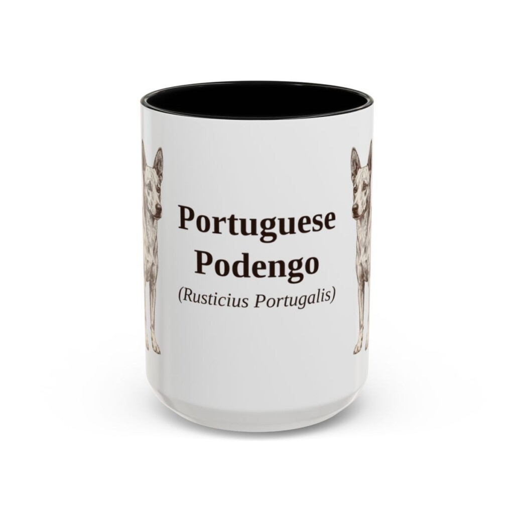 15oz-portuguese-podengo-mug-latin-black-front 15oz Portuguese Podengo Latin Mug, Black, front view