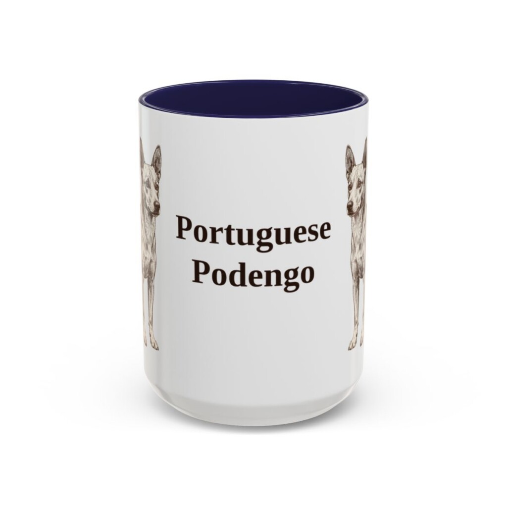 15oz Portuguese Podengo Mug, Navy, front view