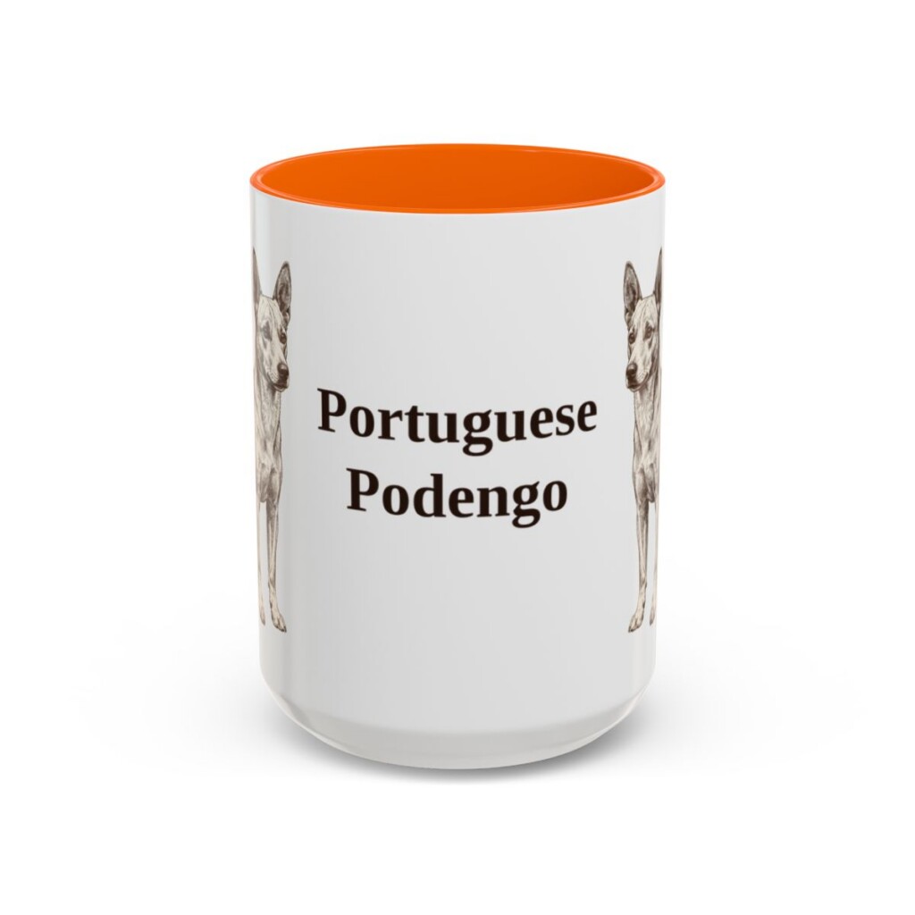 15oz Portuguese Podengo Mug, Orange, front view
