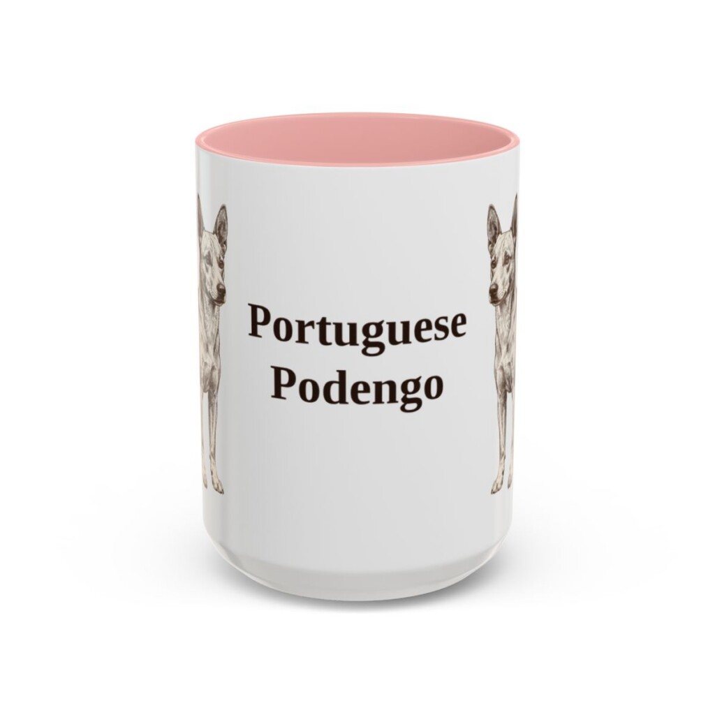 15oz Portuguese Podengo Mug, Pink, front view