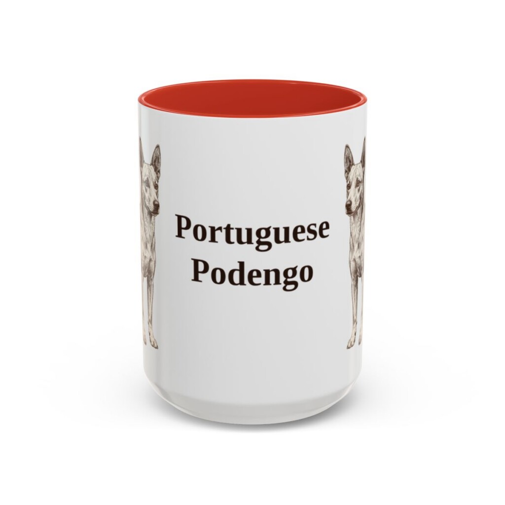 15oz Portuguese Podengo Mug, Red, front view