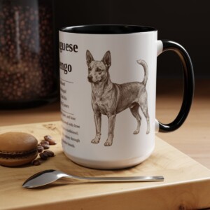 15oz Portuguese Podengo Mug, Black, lifestyle photo