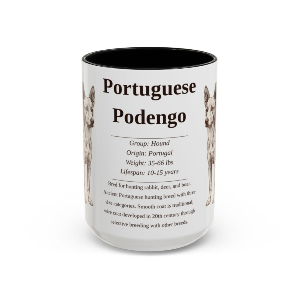 15oz Portuguese Podengo Mug, Black, front view