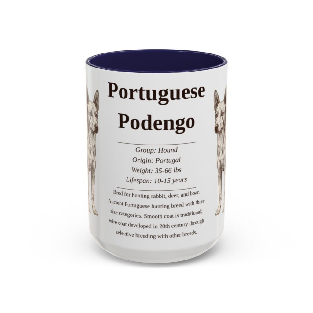 15oz Portuguese Podengo Mug, Navy, front view