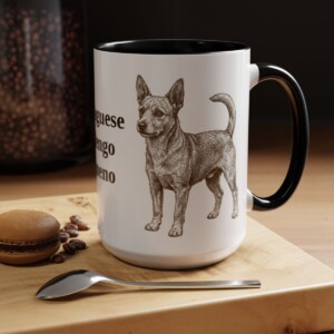 15oz Portuguese Podengo Pequeno Mug, Black, lifestyle photo