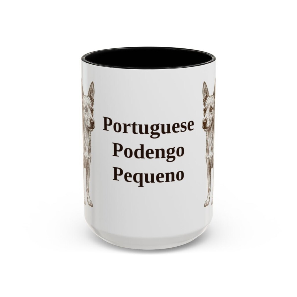 15oz-portuguese-podengo-pequeno-mug-black-front 15oz Portuguese Podengo Pequeno Mug, Black, front view