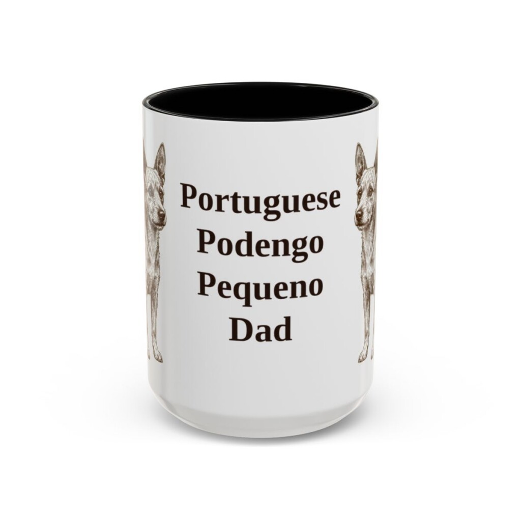 15oz Portuguese Podengo Pequeno Dog Dad Mug, Black, front view