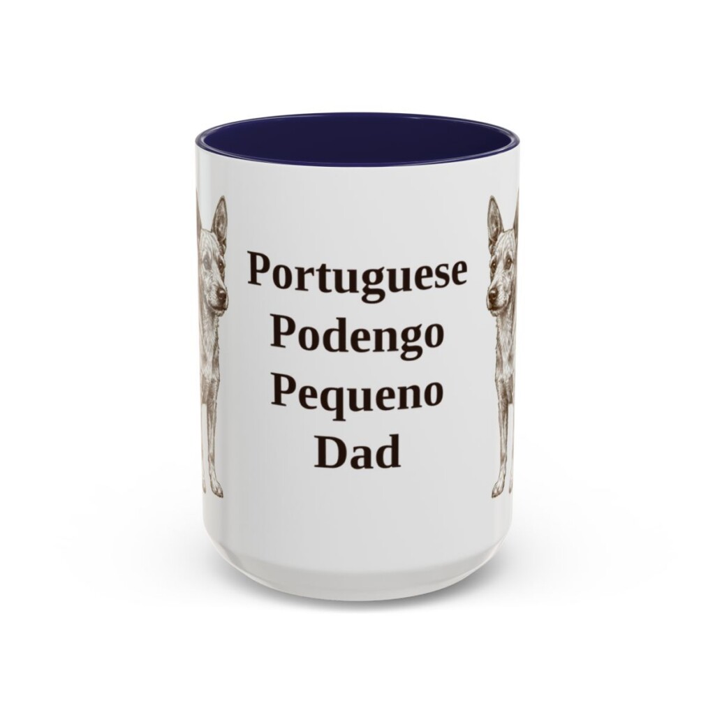 15oz Portuguese Podengo Pequeno Dog Dad Mug, Navy, front view