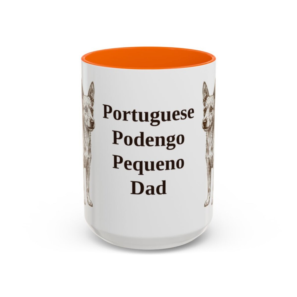 15oz Portuguese Podengo Pequeno Dog Dad Mug, Orange, front view