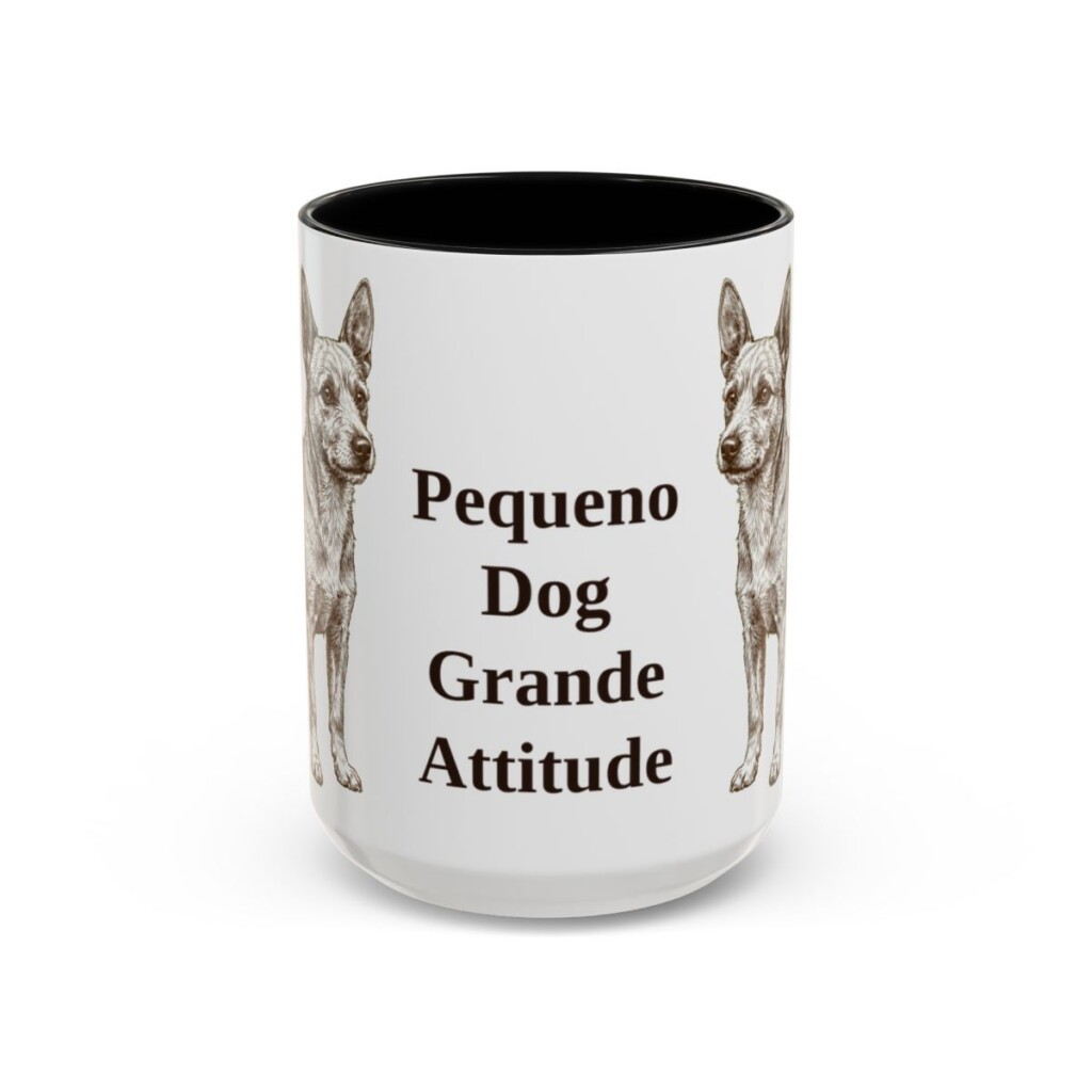 15oz Funny Portuguese Podengo Pequeno Mug, Black, front view