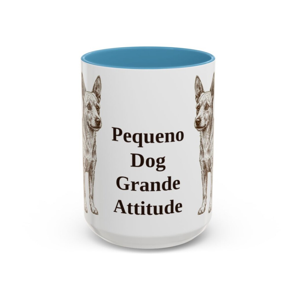 15oz Funny Portuguese Podengo Pequeno Mug, Light Blue, front view