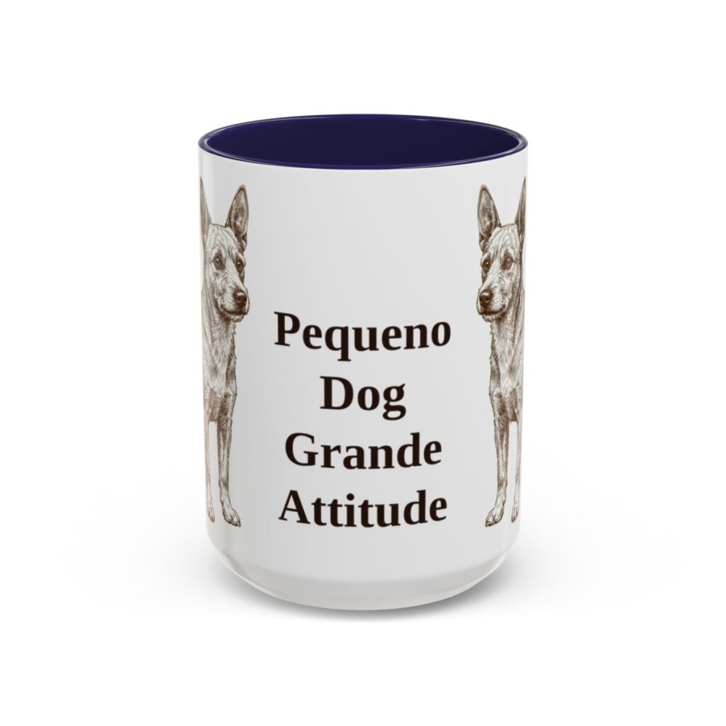 15oz Funny Portuguese Podengo Pequeno Mug, Navy, front view
