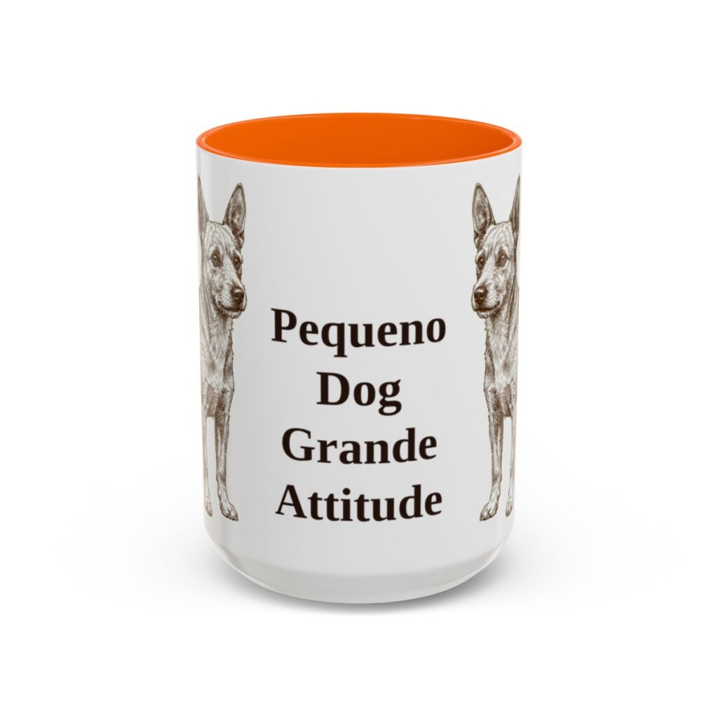 15oz Funny Portuguese Podengo Pequeno Mug, Orange, front view
