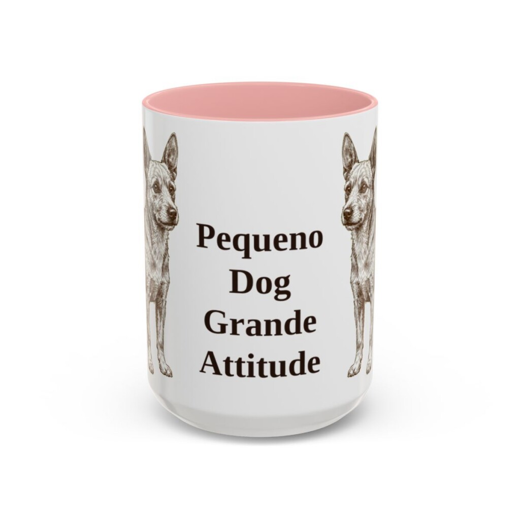 15oz Funny Portuguese Podengo Pequeno Mug, Pink, front view
