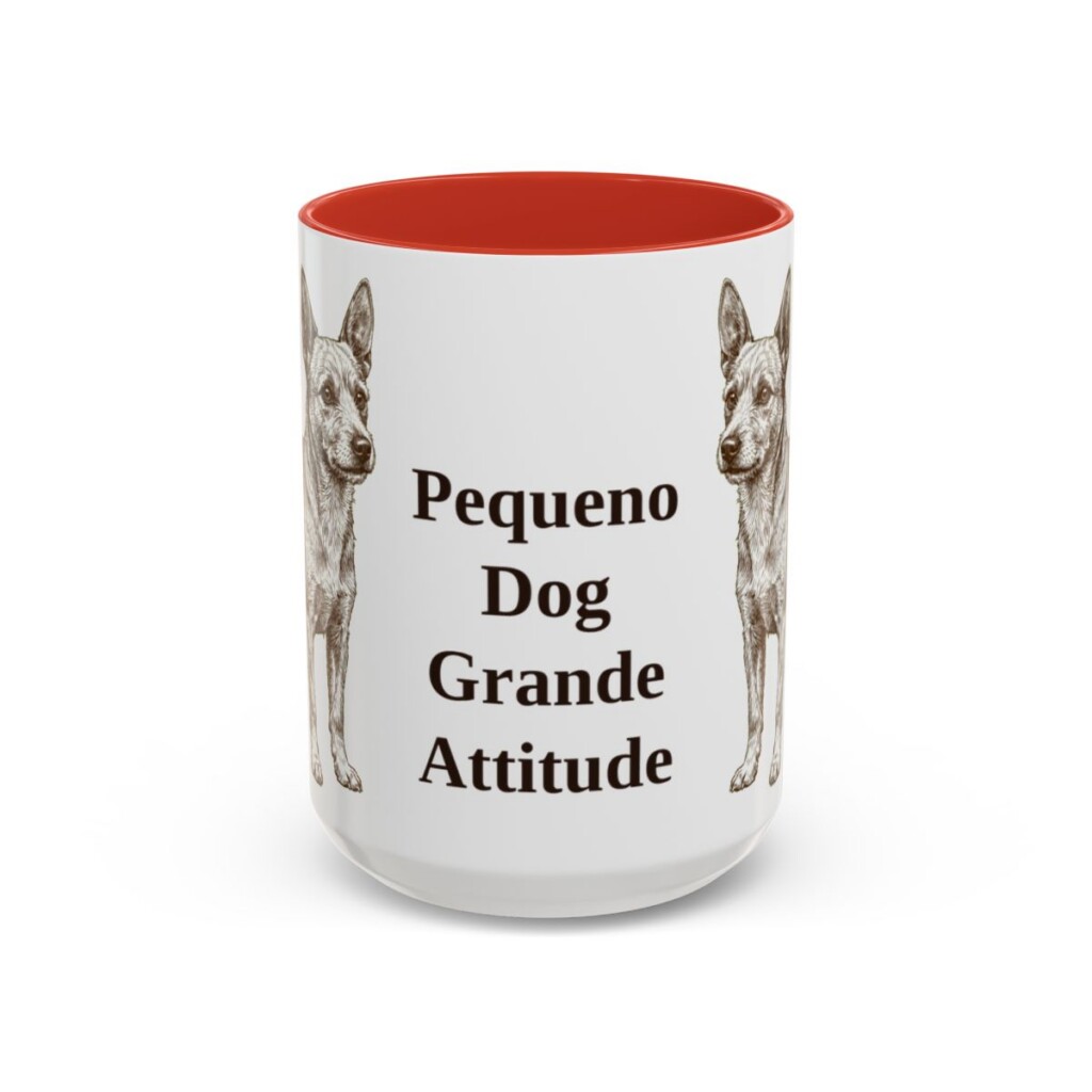 15oz Funny Portuguese Podengo Pequeno Mug, Red, front view