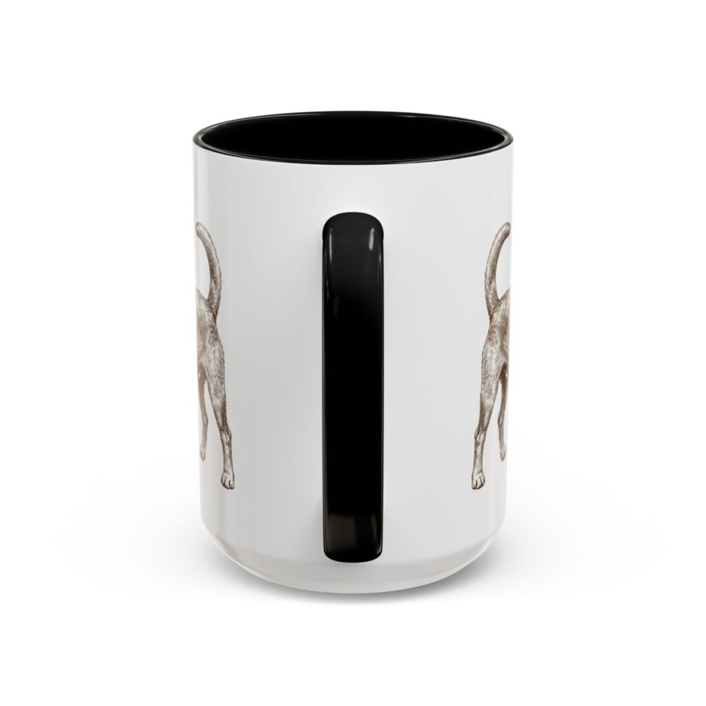 15oz Portuguese Podengo Pequeno Latin Mug, Black, back view