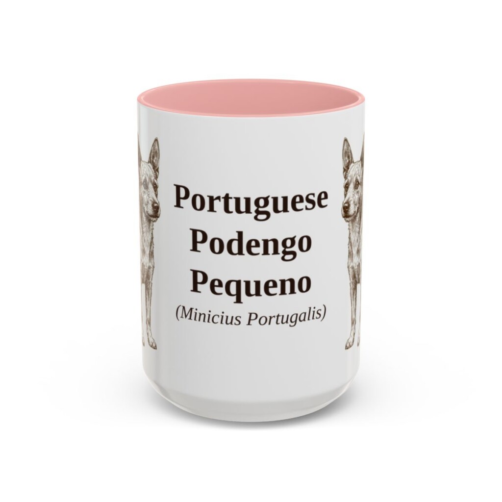 15oz Portuguese Podengo Pequeno Latin Mug, Pink, front view
