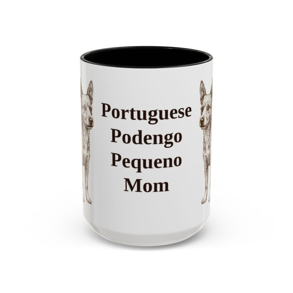 15oz-portuguese-podengo-pequeno-mug-mom-black-front 15oz Portuguese Podengo Pequeno Dog Mom Mug, Black, front view