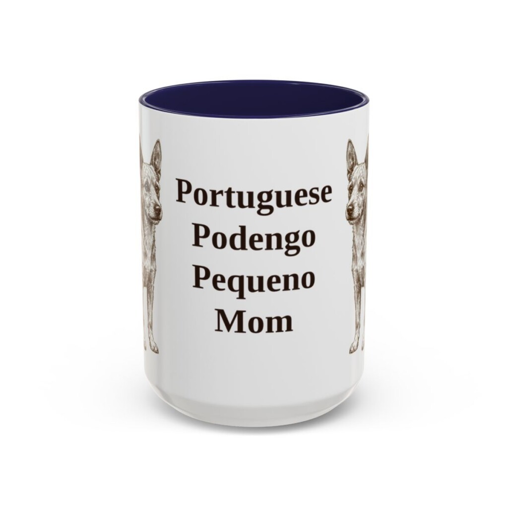 15oz-portuguese-podengo-pequeno-mug-mom-navy 15oz Portuguese Podengo Pequeno Dog Mom Mug, Navy, front view